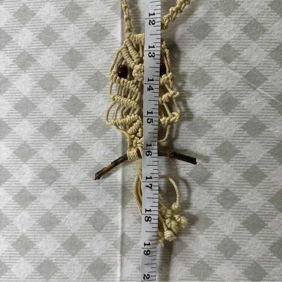 Boho Chic Macrame Owl Necklace - Vintage Handmade - Picture 6 of 7